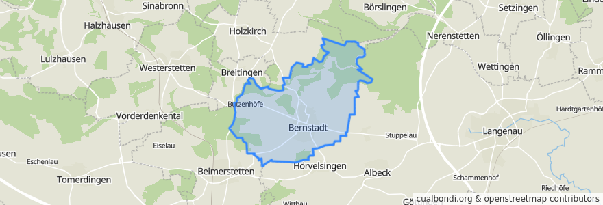 Mapa de ubicacion de Bernstadt.