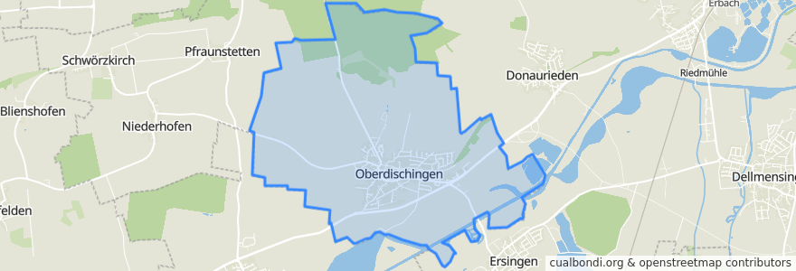 Mapa de ubicacion de Oberdischingen.