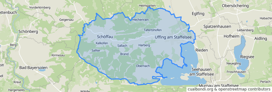 Mapa de ubicacion de Uffing am Staffelsee.