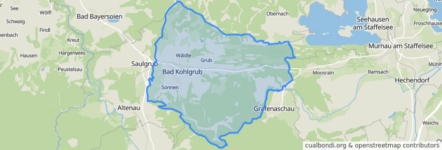 Mapa de ubicacion de Bad Kohlgrub.