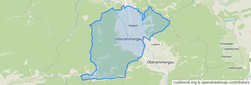 Mapa de ubicacion de Unterammergau.