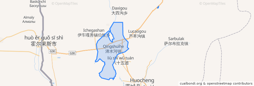 Mapa de ubicacion de 清水河镇 چىڭسىخوزا بازىرى.