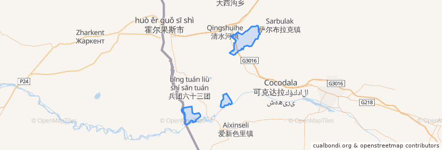 Mapa de ubicacion de 三宫回族乡 سەنگۇڭ خۇيزۇ يېزىسى.