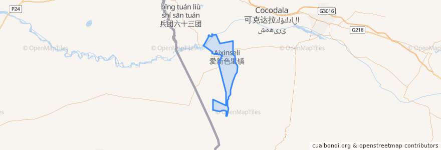 Mapa de ubicacion de 爱新色里镇 ئايشىن سىرى بازىرى ᠠᡞᠰᡞᠨ ᡧᡝᠷᡞ ᡪᡝᠨ.