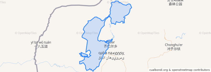 Mapa de ubicacion de 库勒拜镇 كولباي قالاشىعى.