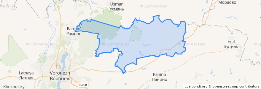 Mapa de ubicacion de Верхнехавский район.