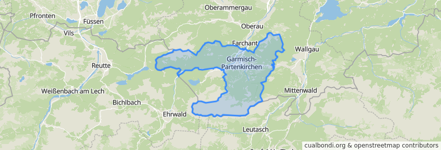 Mapa de ubicacion de Garmisch-Partenkirchen.