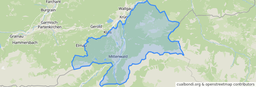 Mapa de ubicacion de Mittenwald.