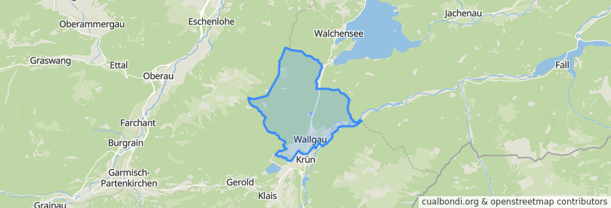 Mapa de ubicacion de Wallgau.