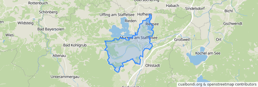 Mapa de ubicacion de Murnau am Staffelsee.