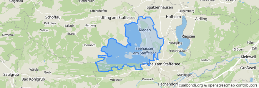 Mapa de ubicacion de Seehausen am Staffelsee.