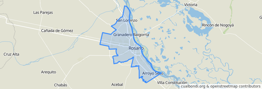 Mapa de ubicacion de Gran Rosario.