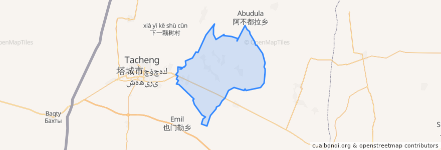 Mapa de ubicacion de 喀拉哈巴克乡 قاراقاباق اۋىلى.