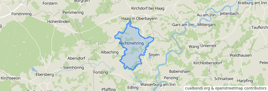 Mapa de ubicacion de Rechtmehring.