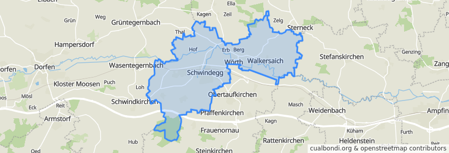 Mapa de ubicacion de Schwindegg.