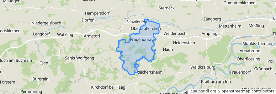 Mapa de ubicacion de Obertaufkirchen.