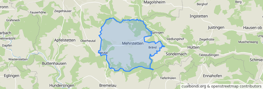 Mapa de ubicacion de Mehrstetten.