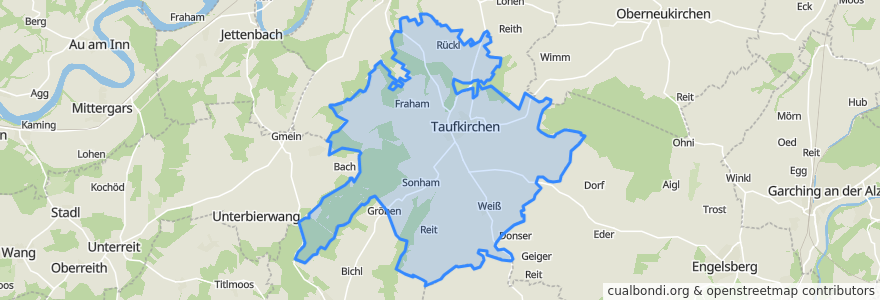 Mapa de ubicacion de Taufkirchen.