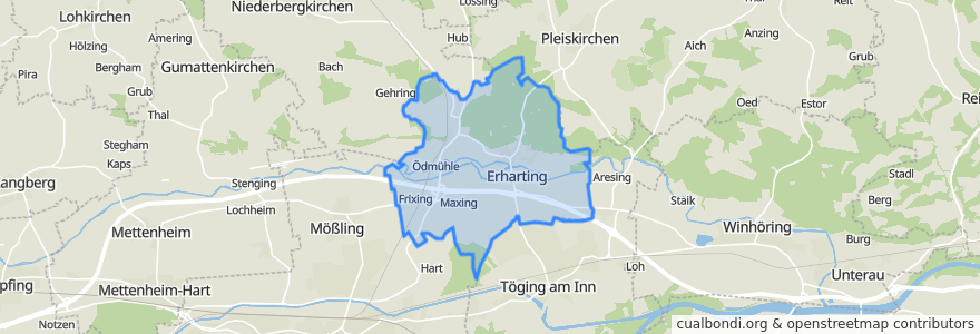 Mapa de ubicacion de Erharting.