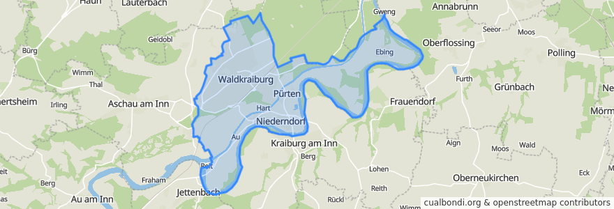 Mapa de ubicacion de Waldkraiburg.