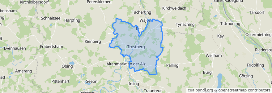 Mapa de ubicacion de Trostberg.