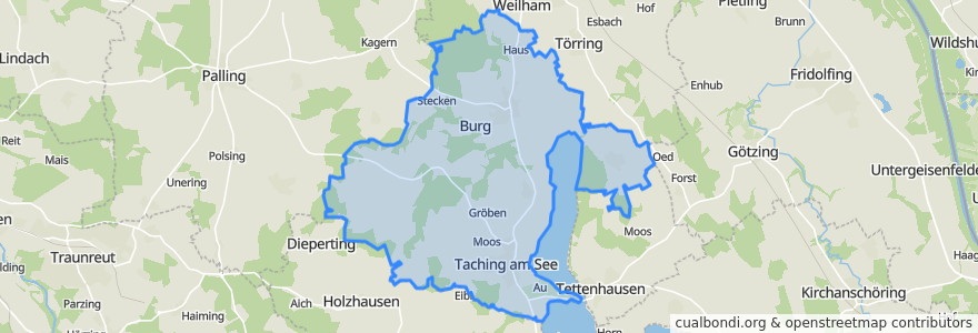 Mapa de ubicacion de Taching am See.