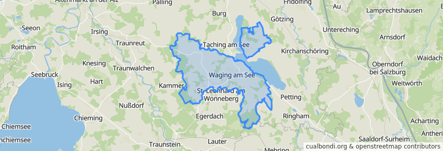 Mapa de ubicacion de Waging am See.