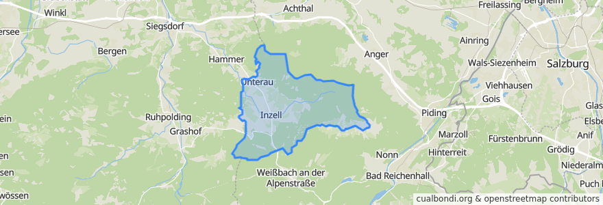 Mapa de ubicacion de Inzell.