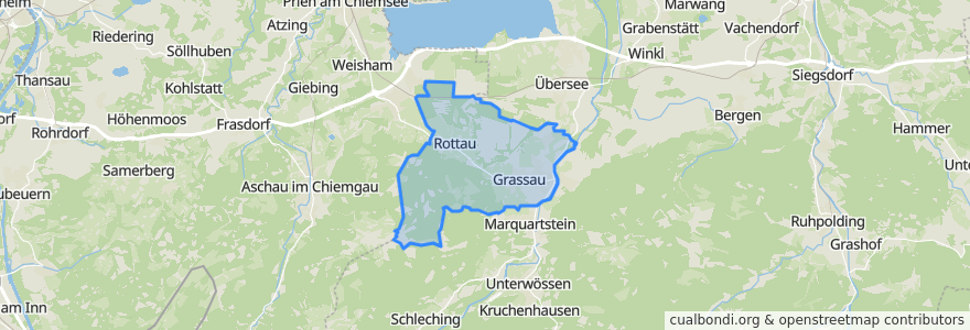 Mapa de ubicacion de Grassau.