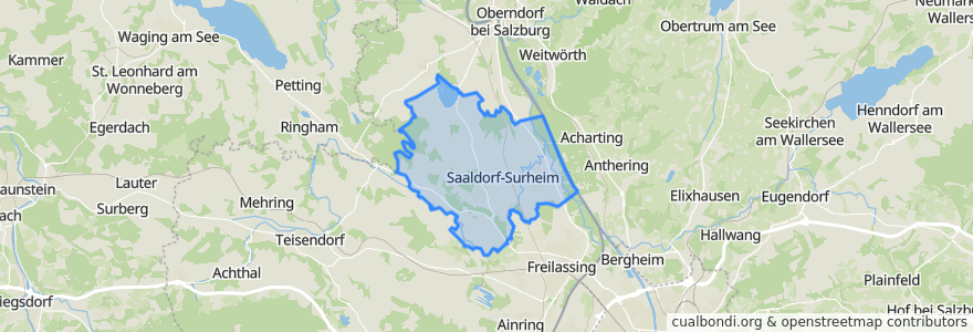 Mapa de ubicacion de Saaldorf-Surheim.