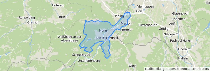 Mapa de ubicacion de Bad Reichenhall.