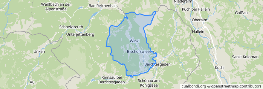 Mapa de ubicacion de Bischofswiesen.