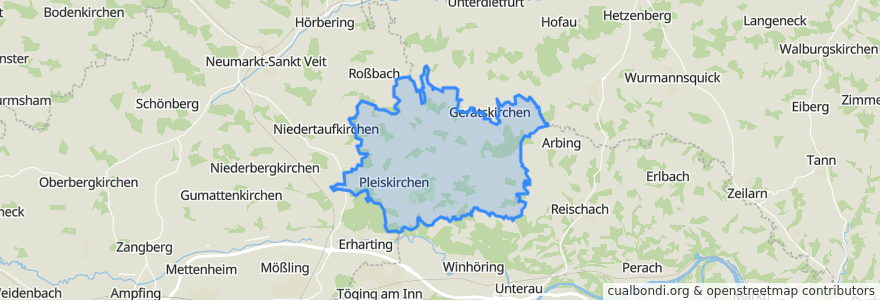 Mapa de ubicacion de Pleiskirchen.