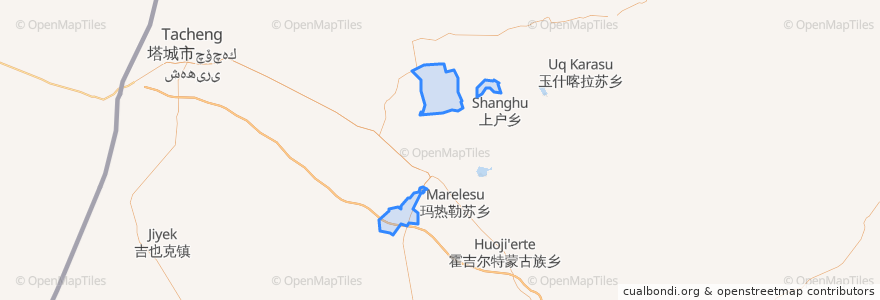 Mapa de ubicacion de 二支河牧场 قۇيعانسۋ مال شارۋاشىلىعى الاڭىنداعى.