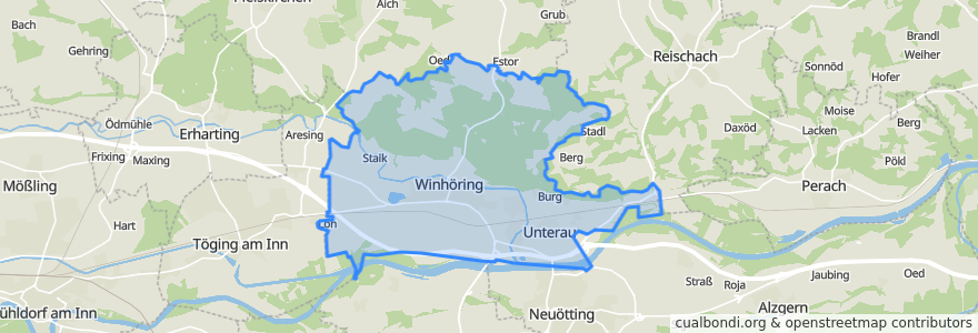 Mapa de ubicacion de Winhöring.