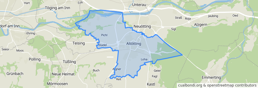 Mapa de ubicacion de Altötting.