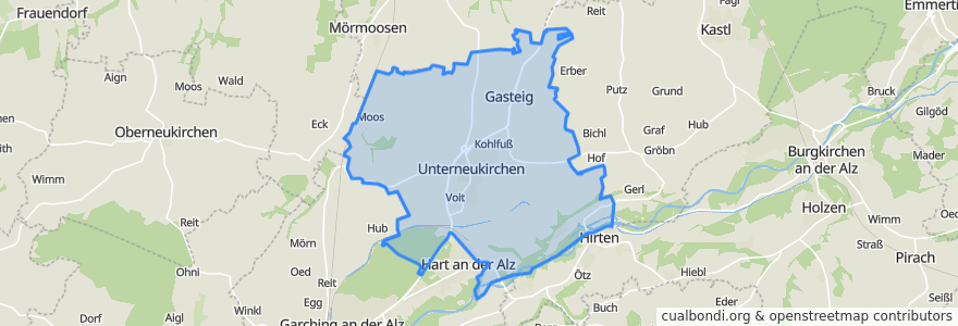 Mapa de ubicacion de Unterneukirchen.