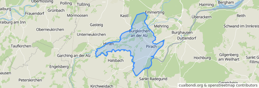 Mapa de ubicacion de Burgkirchen an der Alz.