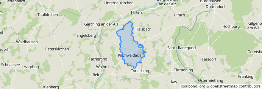 Mapa de ubicacion de Kirchweidach.