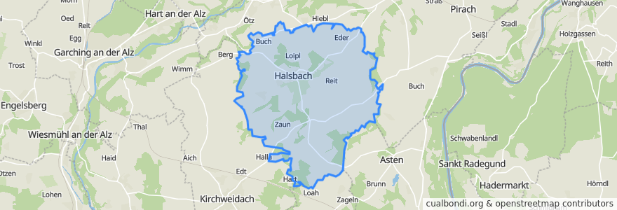 Mapa de ubicacion de Halsbach.