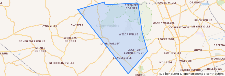 Mapa de ubicacion de Lowhill Township.