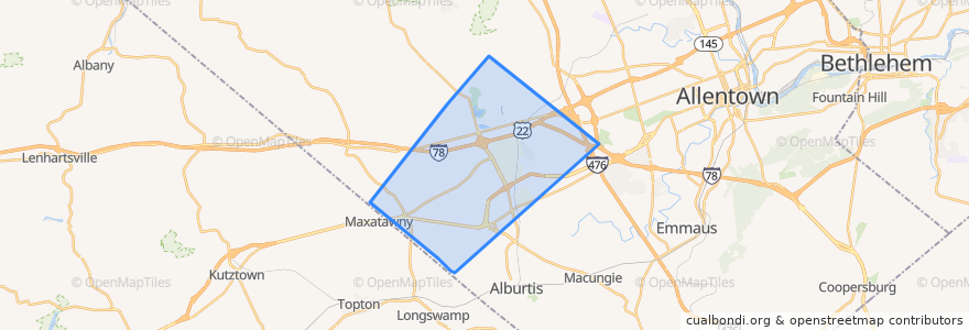 Mapa de ubicacion de Upper Macungie Township.