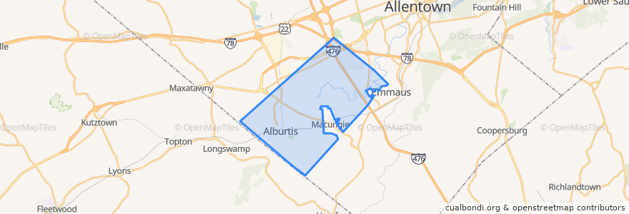 Mapa de ubicacion de Lower Macungie Township.