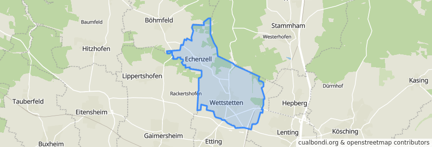 Mapa de ubicacion de Wettstetten.