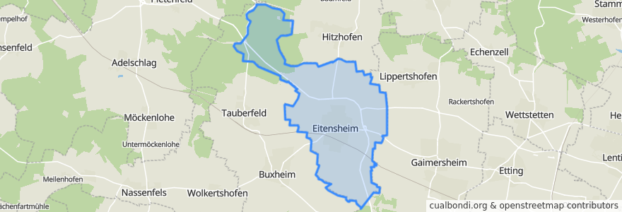 Mapa de ubicacion de Eitensheim.