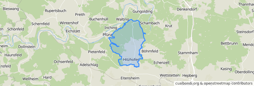 Mapa de ubicacion de Hitzhofen.