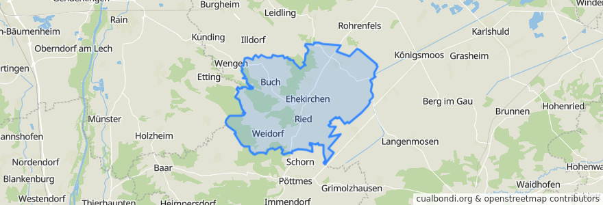 Mapa de ubicacion de Ehekirchen.