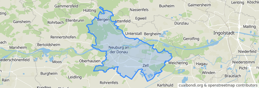 Mapa de ubicacion de Neuburg an der Donau.