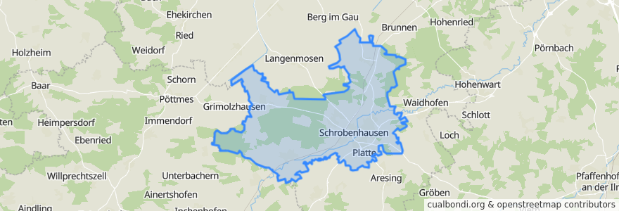 Mapa de ubicacion de Schrobenhausen.