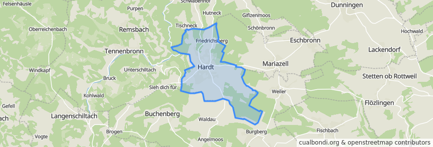 Mapa de ubicacion de Hardt.